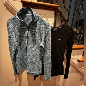 Columbia Blue/Black top and Black Nike top